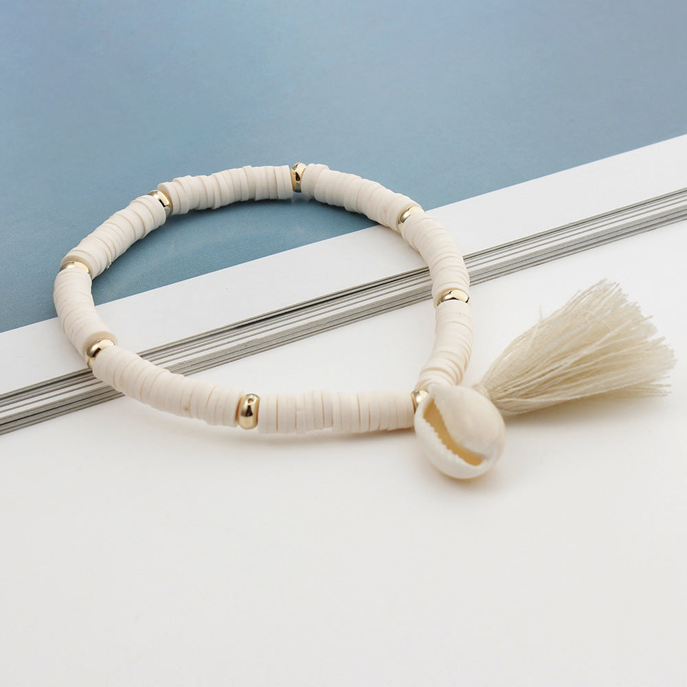 Wholesale Colorful Soft Pottery Shell Tassel Bracelet